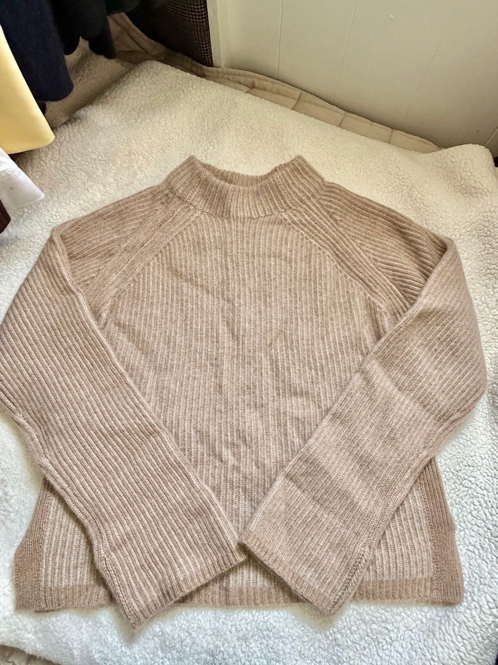 Forte Cashmere Ribbed Turtleneck Sweater - Beige